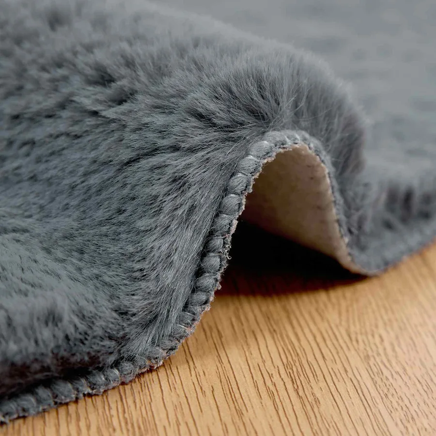 Tapis antidérapant en fausse de lapin OLITE Anthracite Ø 200 cm - 5
