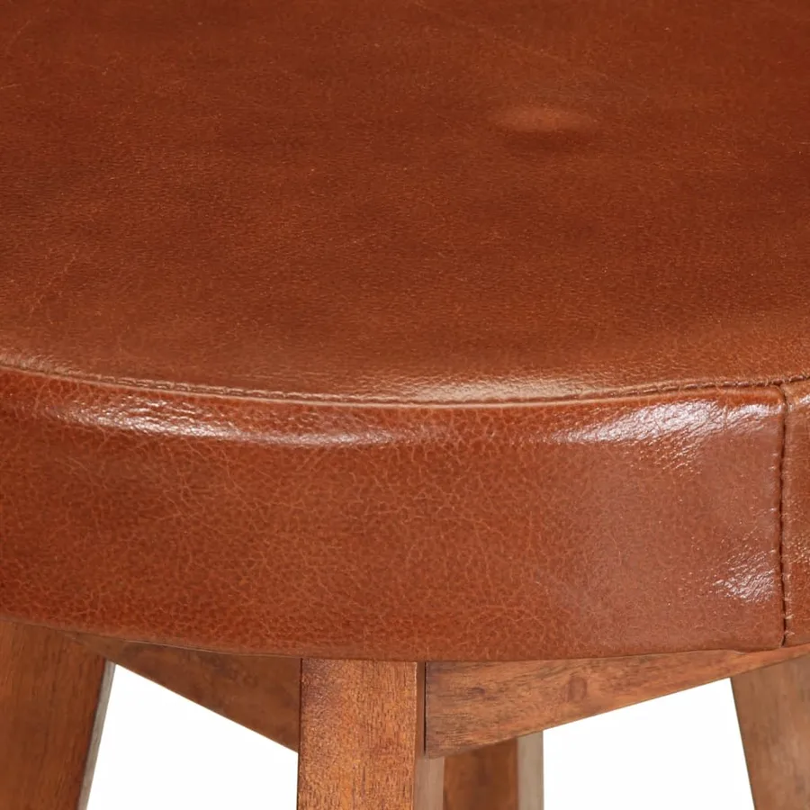 Chaises de bar lot de 2 cuir véritable et bois d'acacia solide - 7