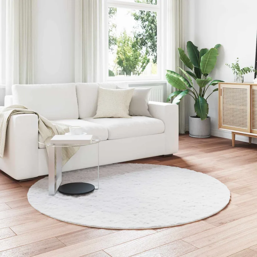 Tapis antidérapant en fausse de lapin OLITE Blanc Ø 200 cm