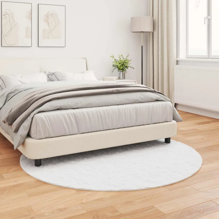 Tapis antidérapant en fausse de lapin OLITE Blanc Ø 200 cm - 4