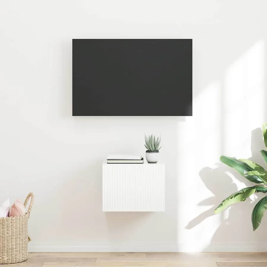 Meuble TV mural Montage mural Blanc Brillant 39 x 31 x 29,5 cm