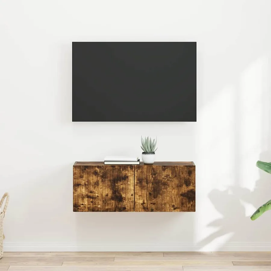Meuble TV mural 2 pcs Chêne fumé 39 x 31 x 29,5 cm