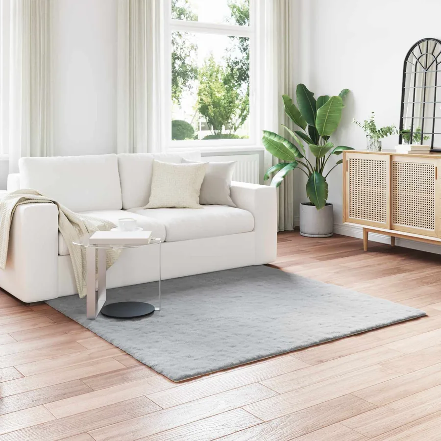 Tapis antidérapant en fausse de lapin OLITE Gris 160 x 160 cm