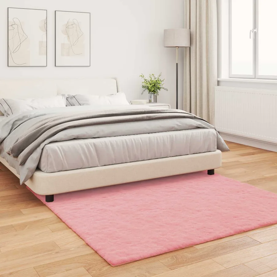 Tapis antidérapant en fausse de lapin OLITE Rose 160 x 160 cm - 4