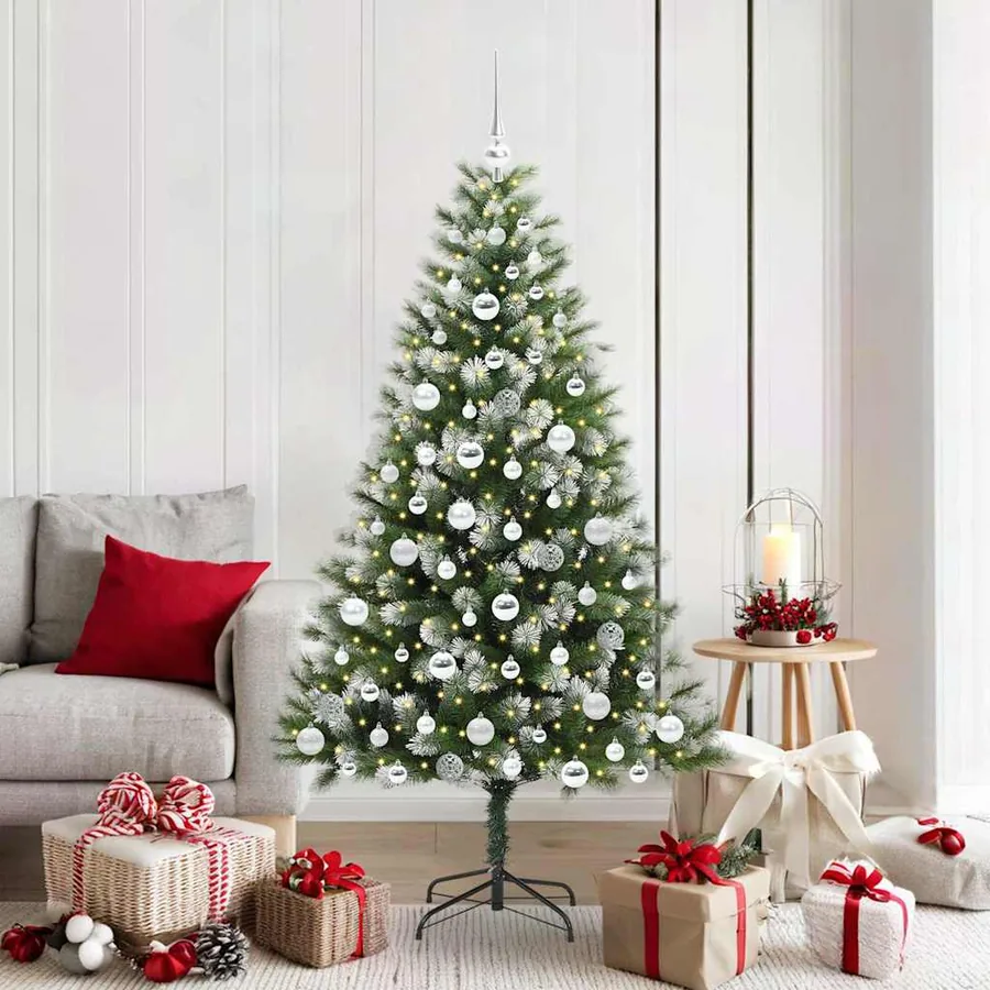 Sapin de Noël artificiel à charnière avec neige en flocons