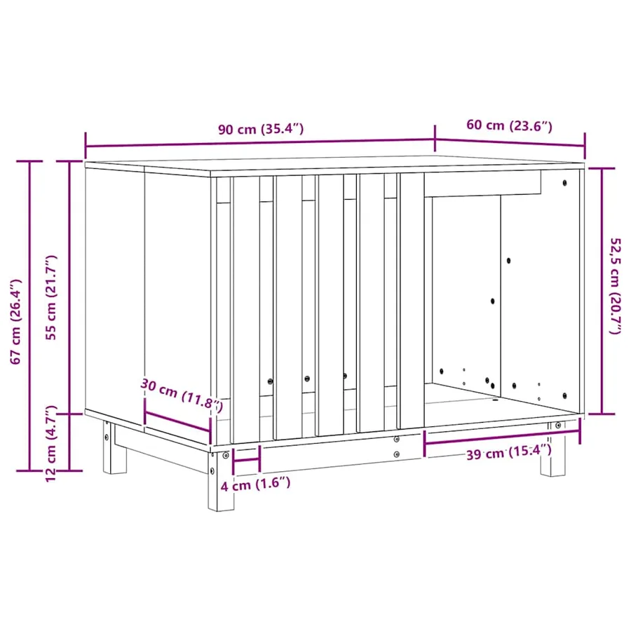 Maison pour Chiens Brun cire 90 x 60 x 67 cm Pin massif - 10