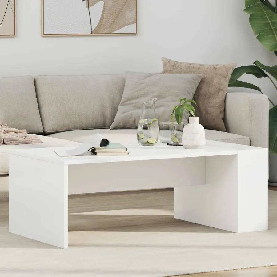 Table basse Blanc 95 x 50 x 34 cm Bois d'ingénierie