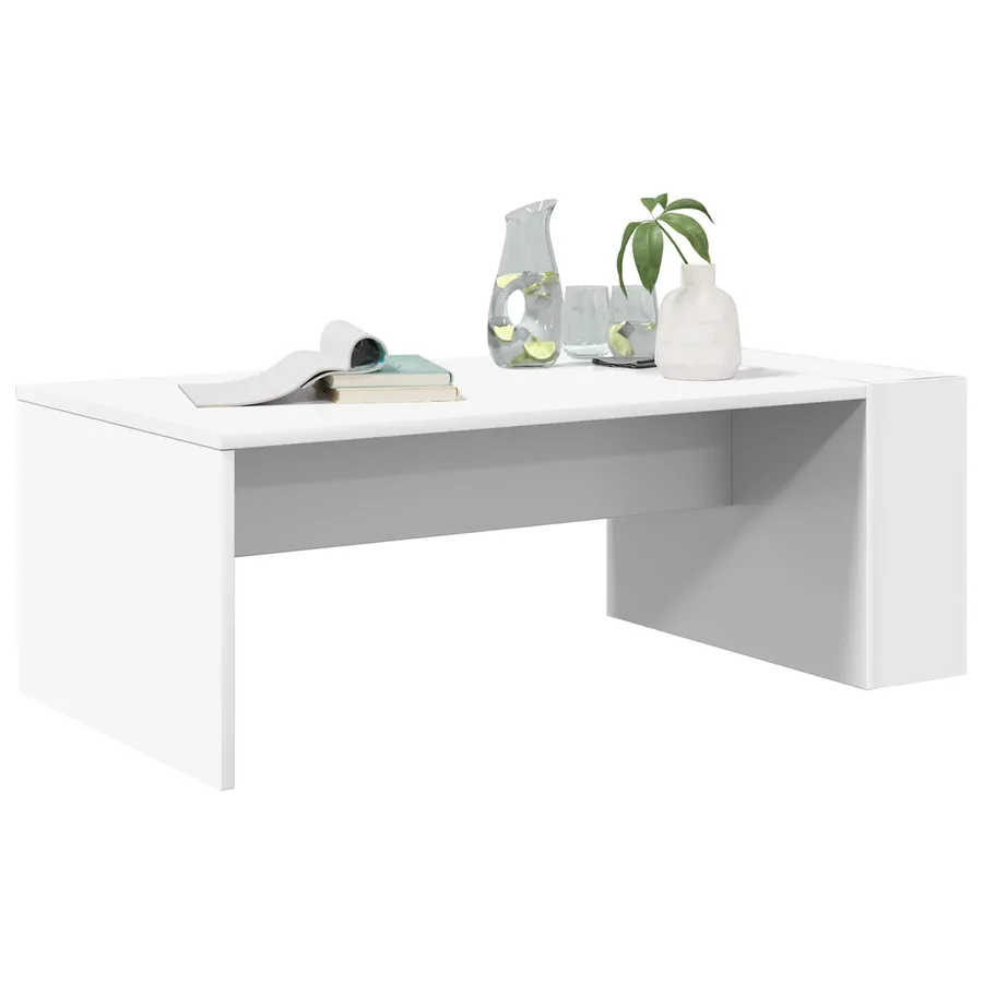 Table basse Blanc 95 x 50 x 34 cm Bois d'ingénierie - 3