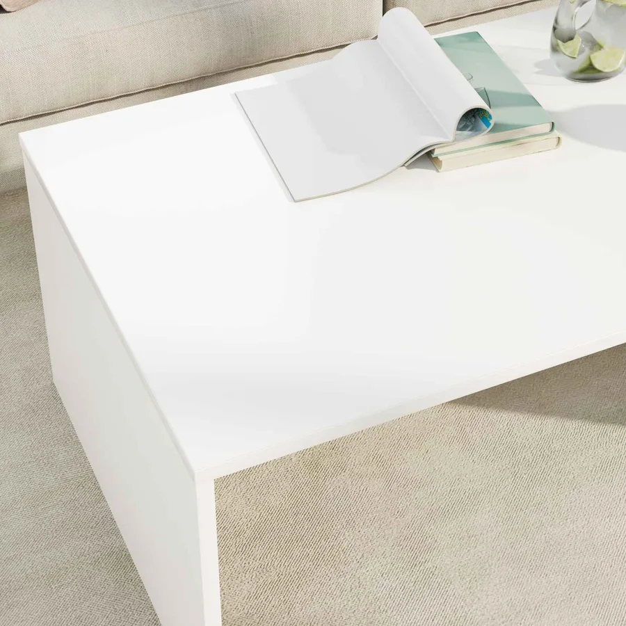 Table basse Blanc 95 x 50 x 34 cm Bois d'ingénierie - 4