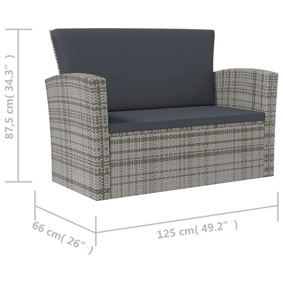 Salon de jardin 16 pcs avec coussins Résine tressée Gris - 10