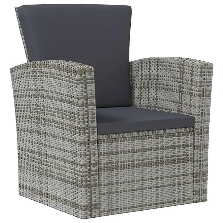 Salon de jardin 16 pcs avec coussins Résine tressée Gris - 3