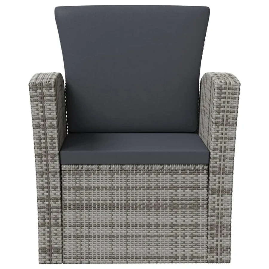 Salon de jardin 16 pcs avec coussins Résine tressée Gris - 4