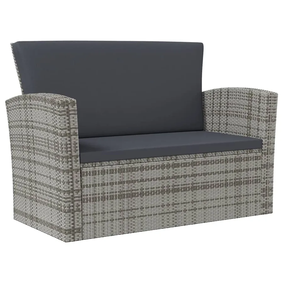Salon de jardin 16 pcs avec coussins Résine tressée Gris - 5