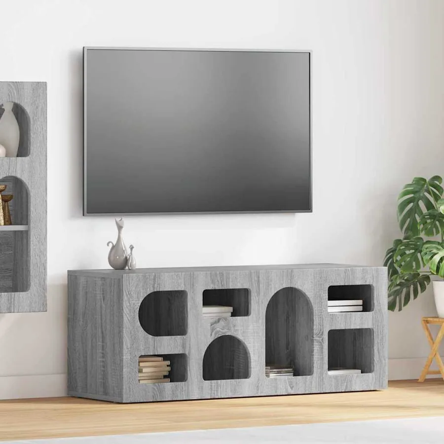 Meuble TV ELST 100 x 35 x 40 cm Gris Sonoma Bois d'ingénierie
