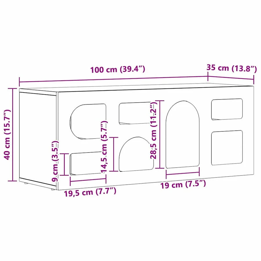 Meuble TV ELST 100 x 35 x 40 cm Gris Sonoma Bois d'ingénierie - 11