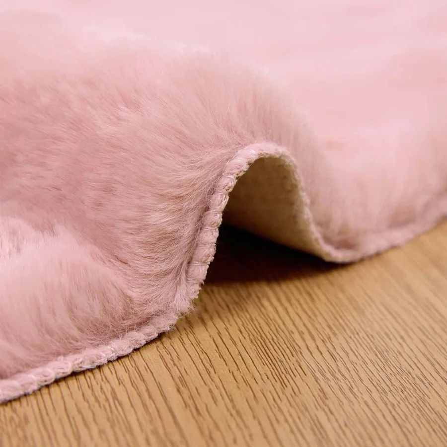 Tapis antidérapant en fausse de lapin OLITE Rose Ø 200 cm - 5