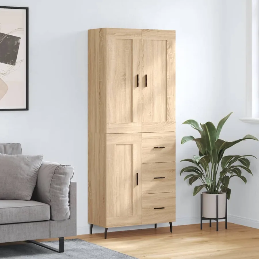 Buffet haut Chêne sonoma 69,5x34x180 cm Bois d'ingénierie