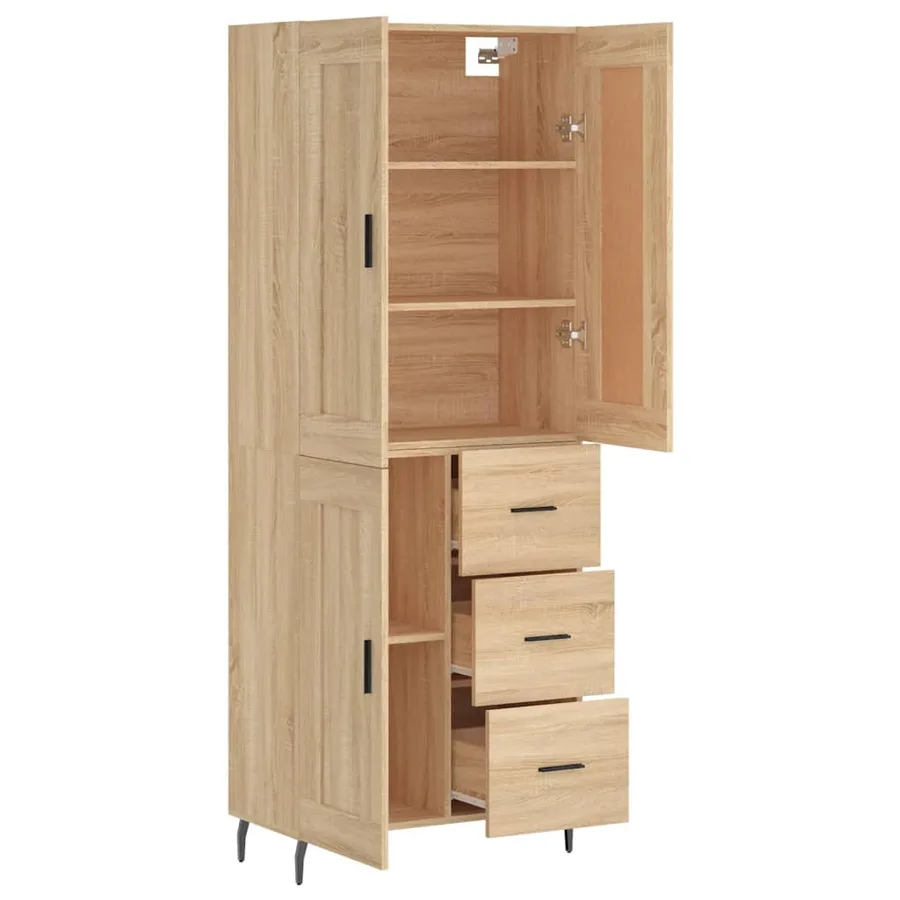 Buffet haut Chêne sonoma 69,5x34x180 cm Bois d'ingénierie - 4
