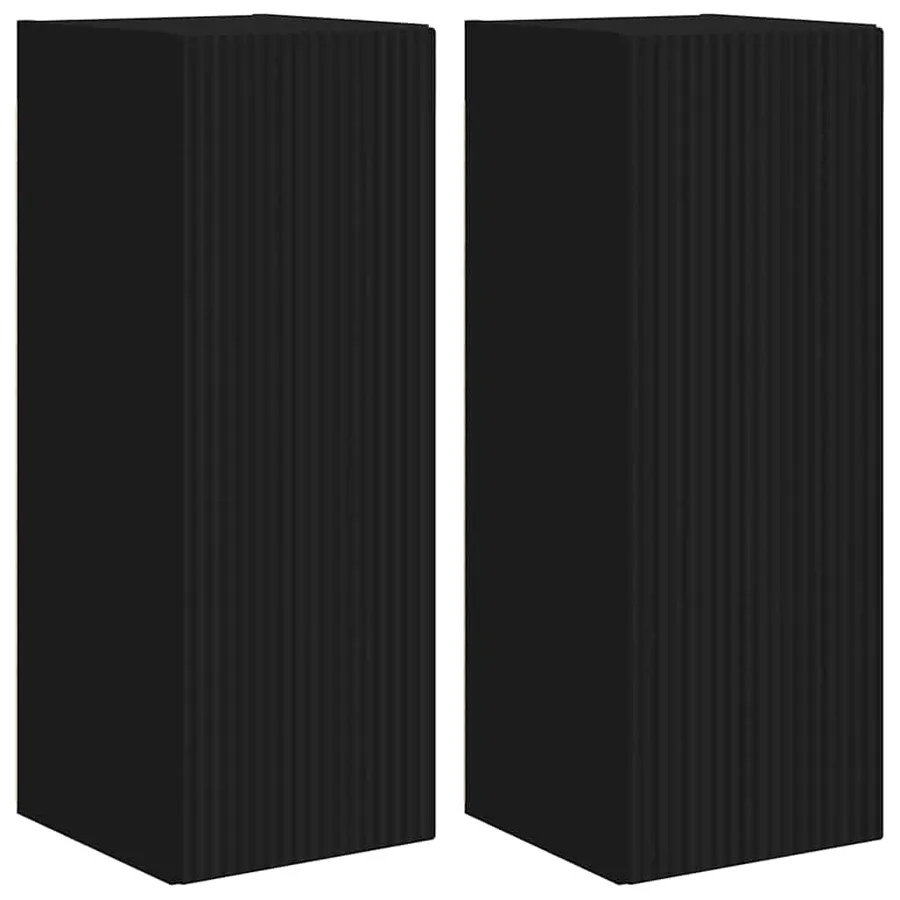 Meuble TV mural 2 pcs Noir 30 x 31 x 80 cm Bois d'ingénierie - 2