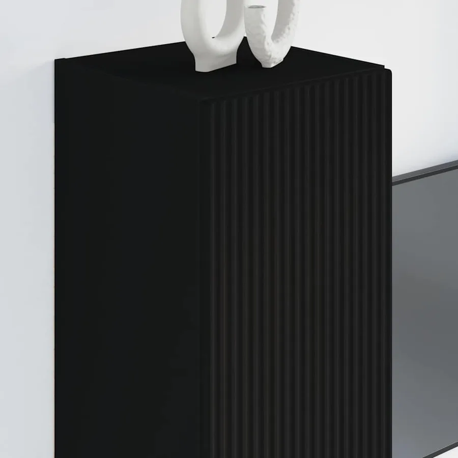 Meuble TV mural 2 pcs Noir 30 x 31 x 80 cm Bois d'ingénierie - 4
