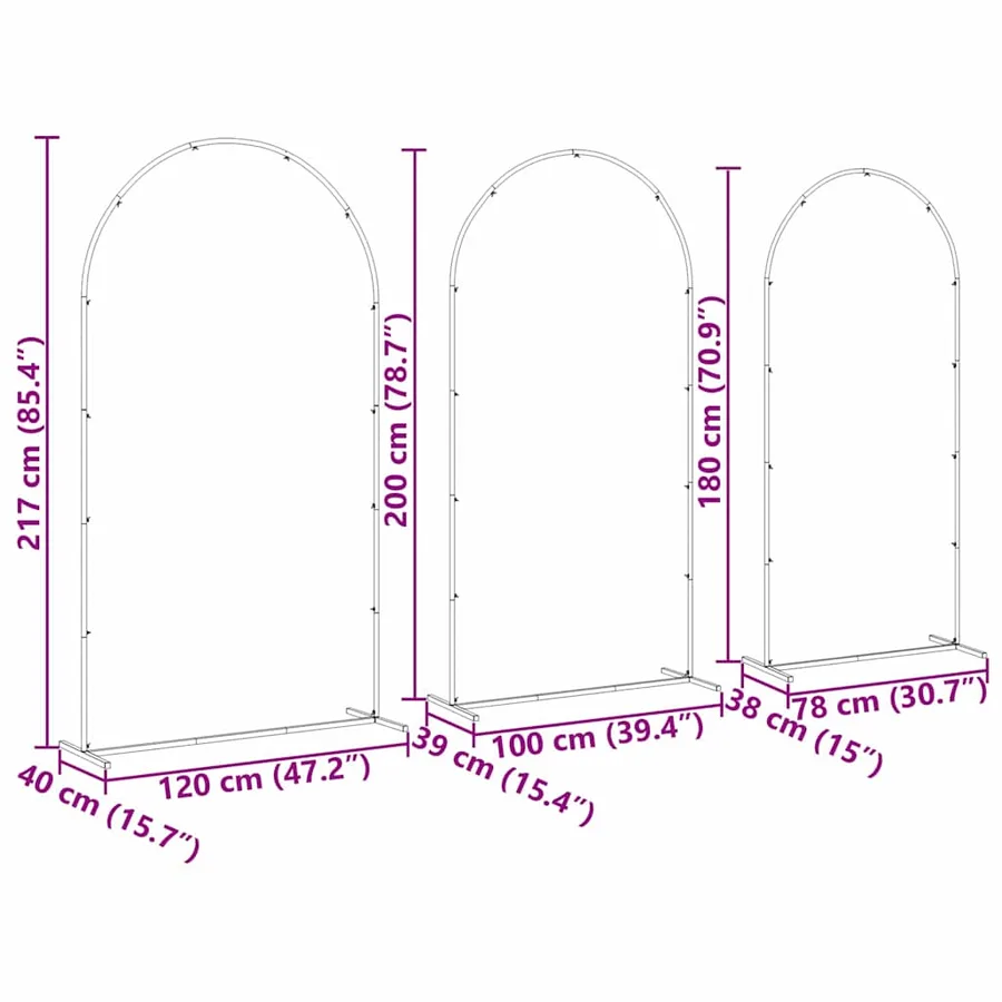 Arche de mariage 3 pcs Blanc Acier - 8