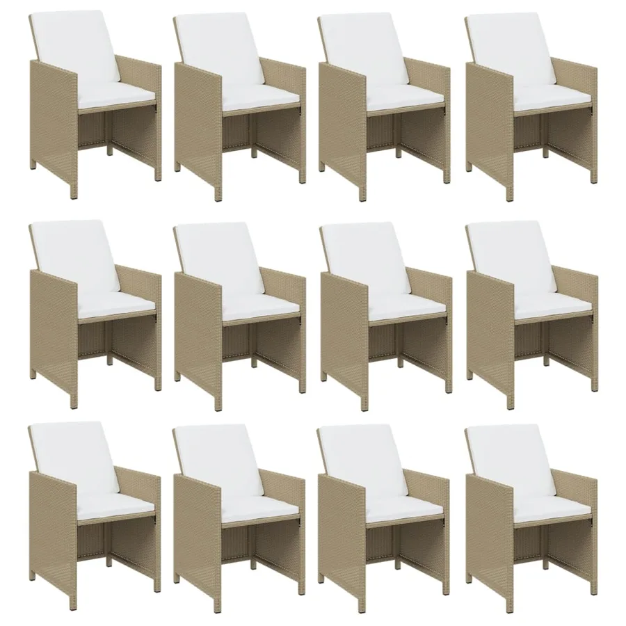 Ensemble à manger de jardin coussins 13pcs Résine tressée Beige - 4
