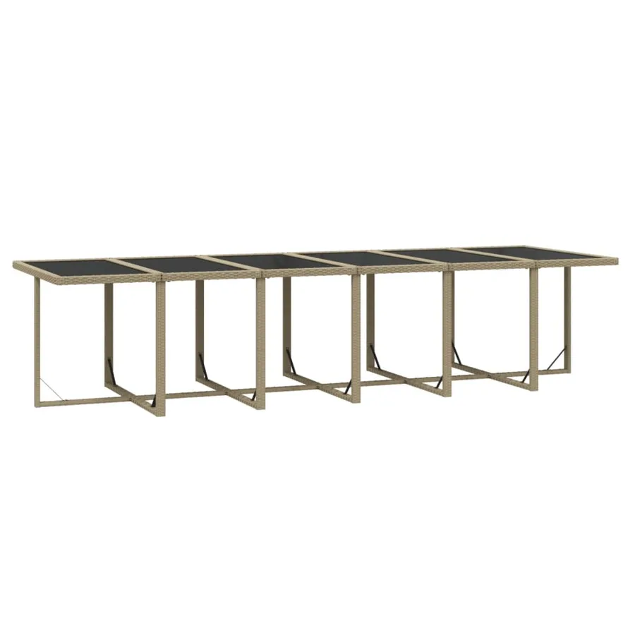 Ensemble à manger de jardin coussins 13pcs Résine tressée Beige - 7
