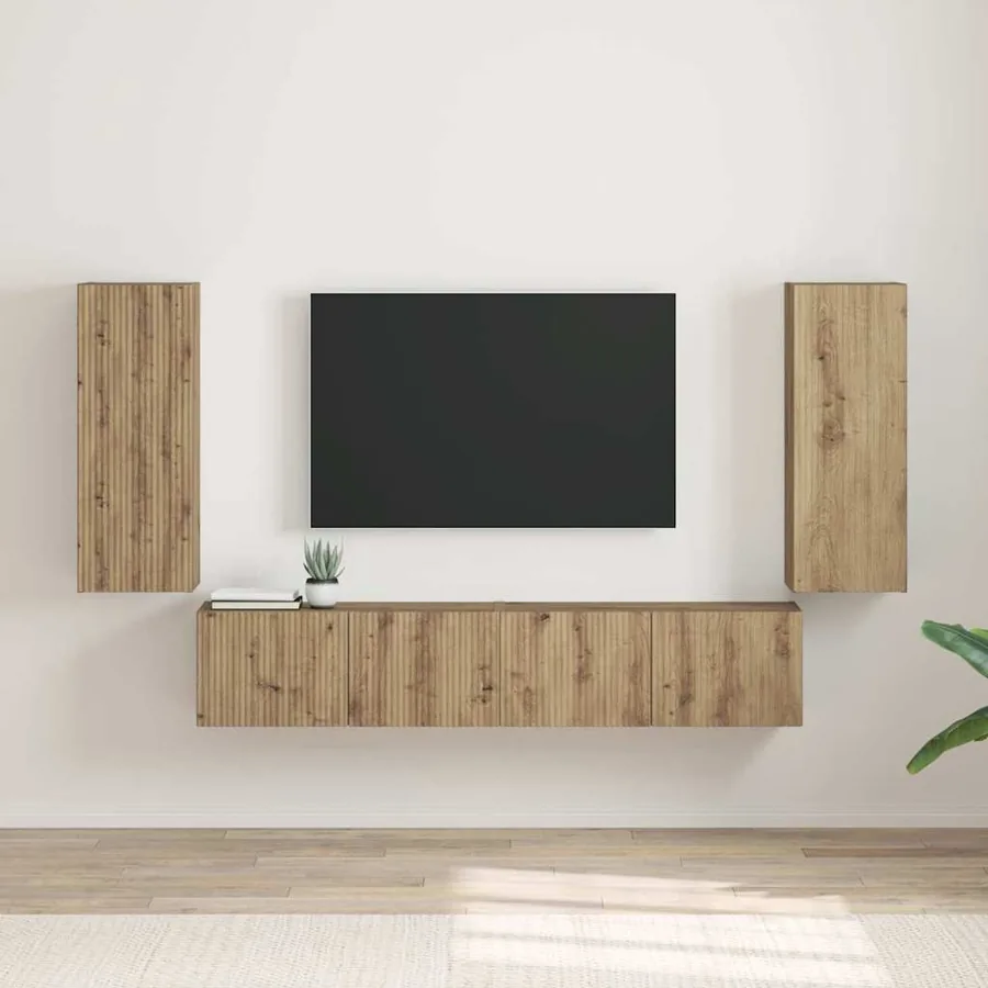 Meuble TV mural 2 pcs Chêne artisan Bois d'ingénierie