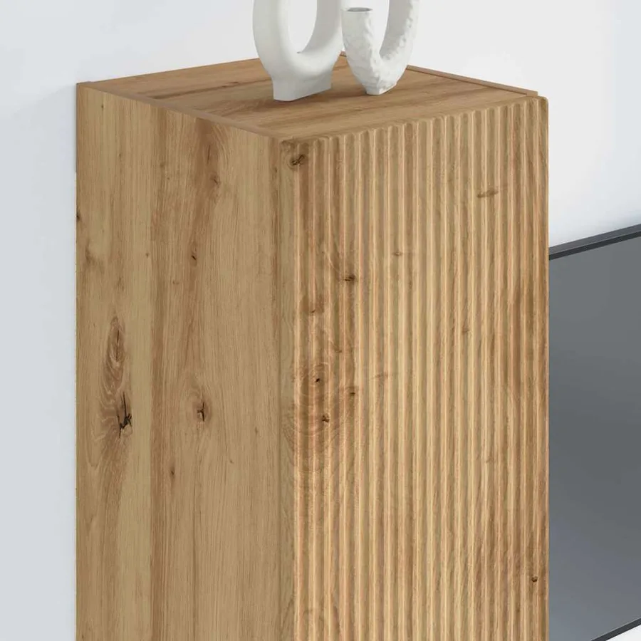 Meuble TV mural 2 pcs Chêne artisan Bois d'ingénierie - 4