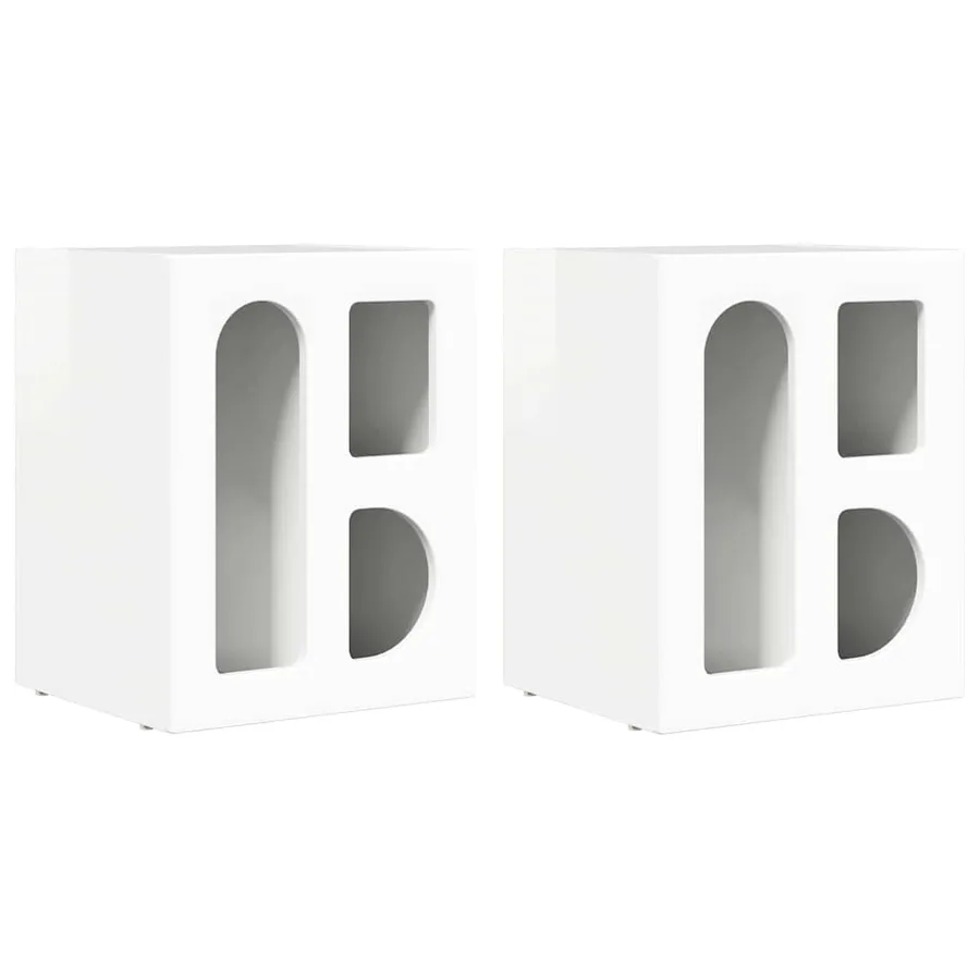 Table de chevet ELST 2 pc Blanc brillant 40 x 35 x 50 cm - 2