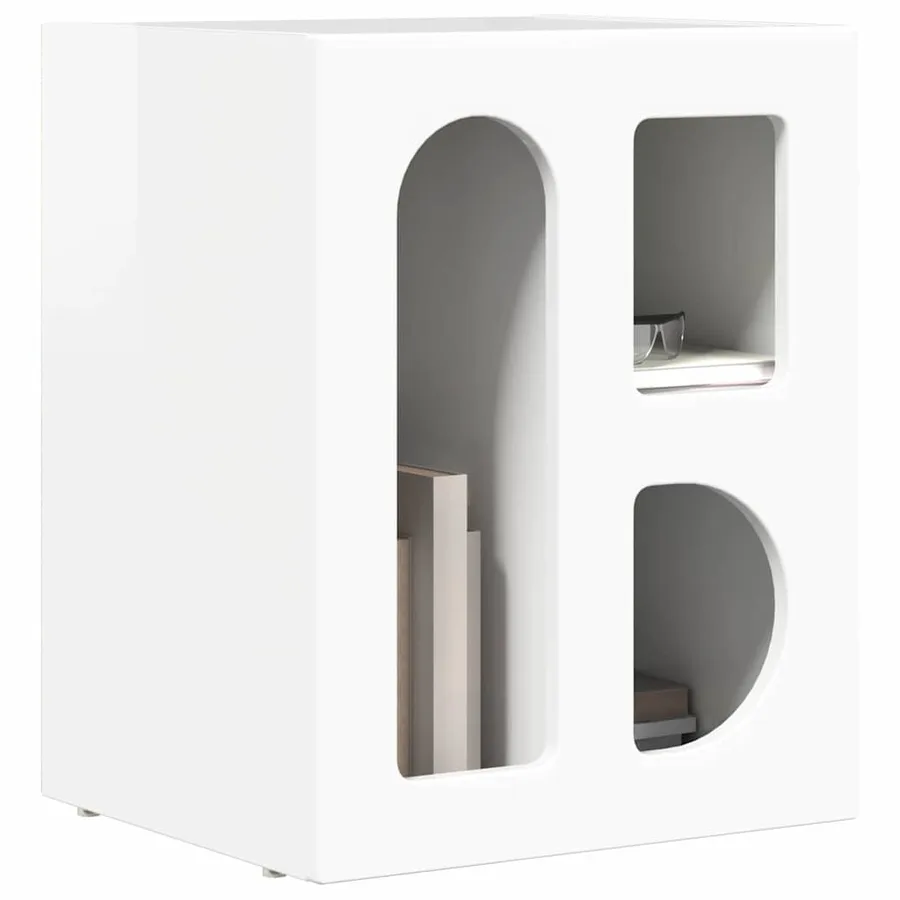 Table de chevet ELST 2 pc Blanc brillant 40 x 35 x 50 cm - 3