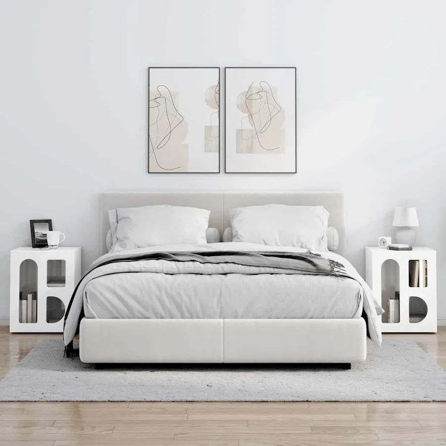 Table de chevet ELST 2 pc Blanc brillant 40 x 35 x 50 cm - 4