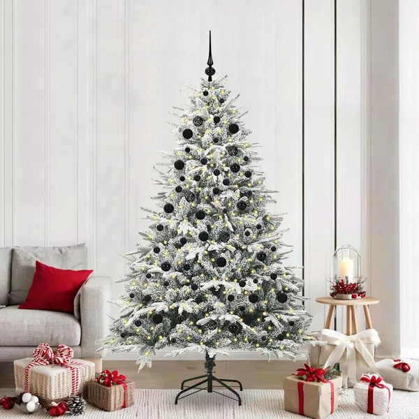 Arbre de Noël artificiel pré-éclairé avec ensemble de boules