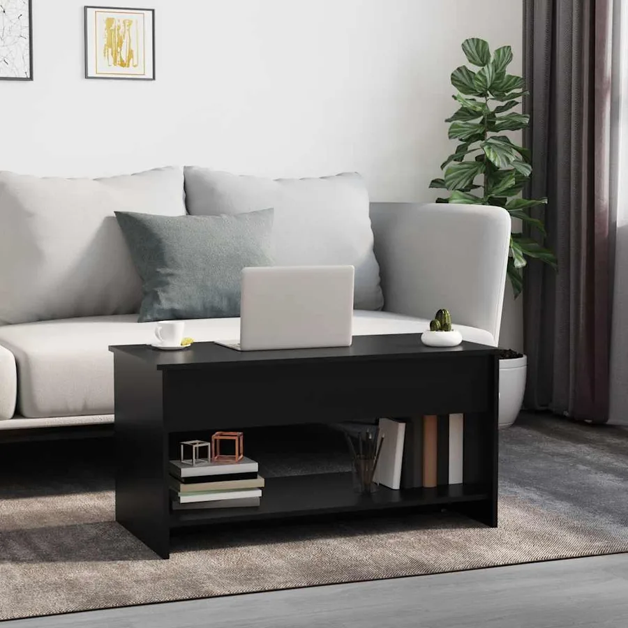 Table basse noir 102x50x52,5 cm bois d'ingénierie - 3