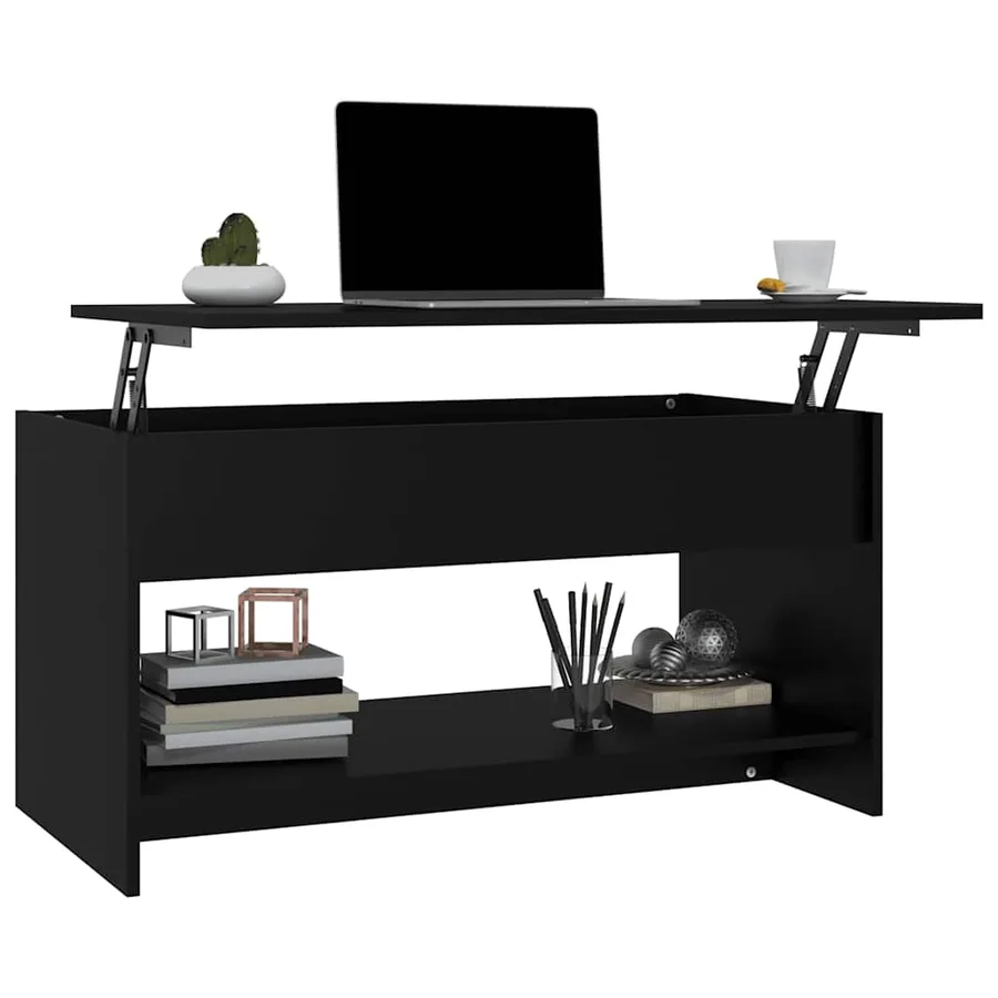 Table basse noir 102x50x52,5 cm bois d'ingénierie - 4