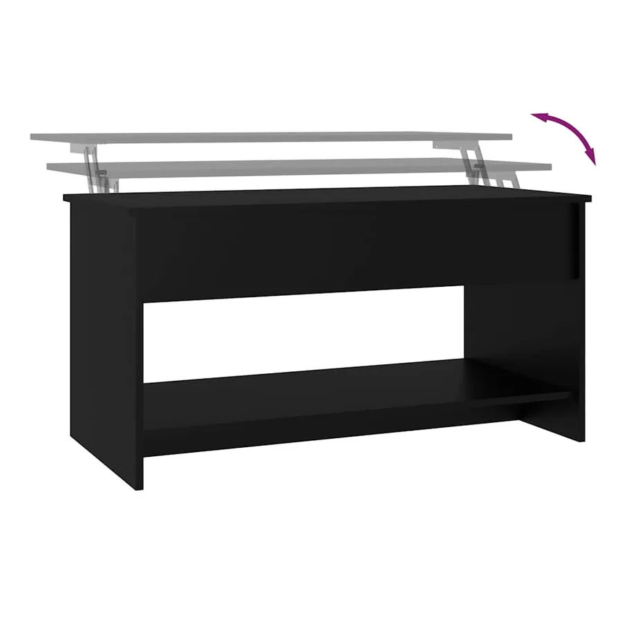 Table basse noir 102x50x52,5 cm bois d'ingénierie - 8