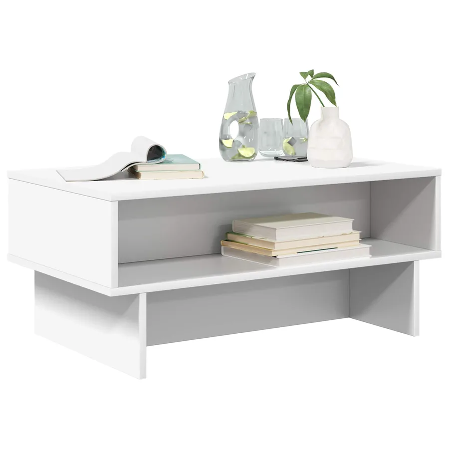 Table basse Blanc 80 x 46 x 35 cm Bois d'ingénierie - 3