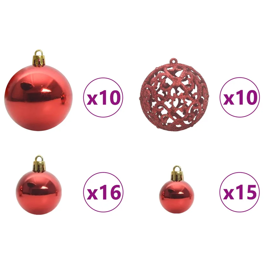 Arbre de Noël artificiel pré-éclairé avec ensemble de boules - 12