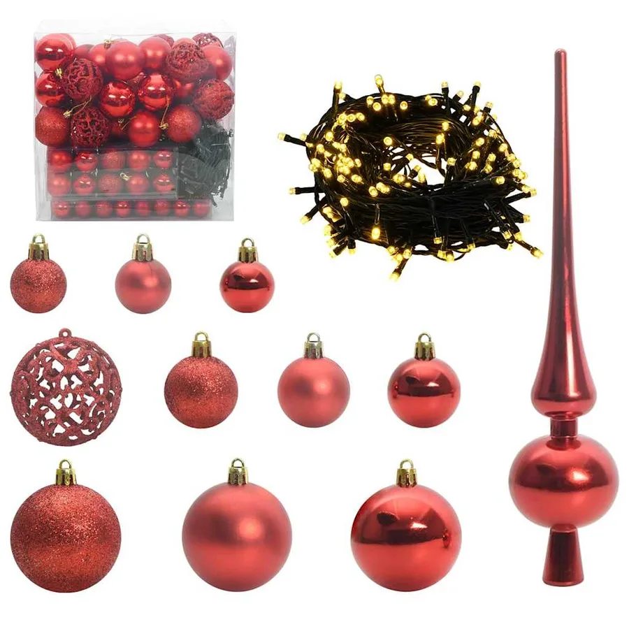 Arbre de Noël artificiel pré-éclairé avec ensemble de boules - 7