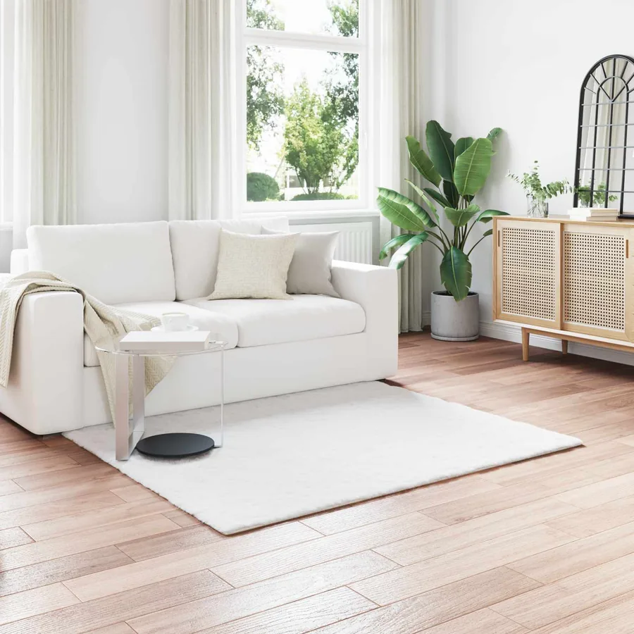 Tapis antidérapant en fausse de lapin OLITE Blanc 120 x 120 cm