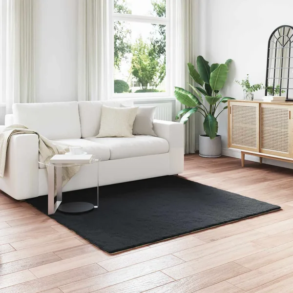 Tapis antidérapant en fausse de lapin OLITE Noir 120 x 120 cm