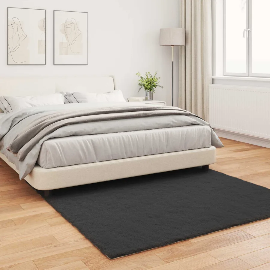 Tapis antidérapant en fausse de lapin OLITE Noir 120 x 120 cm - 4