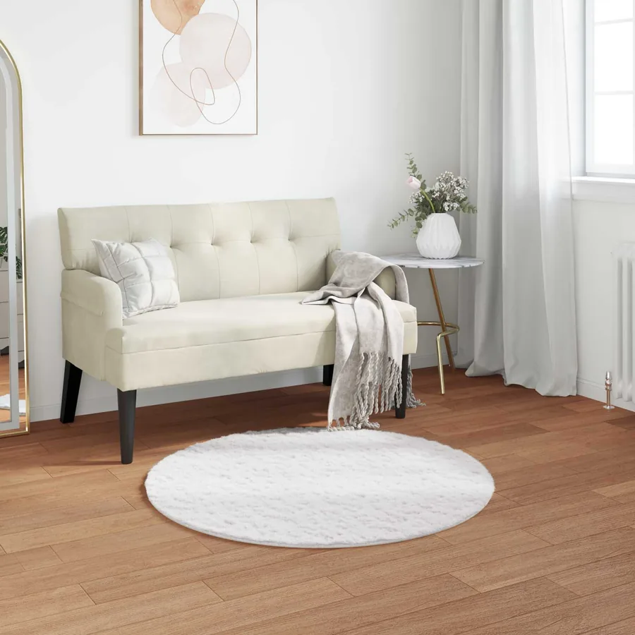 Tapis antidérapant en fausse de lapin OLITE Blanc Ø 120 cm
