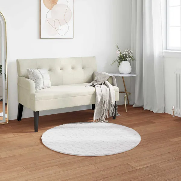 Tapis antidérapant en fausse de lapin OLITE Blanc Ø 120 cm