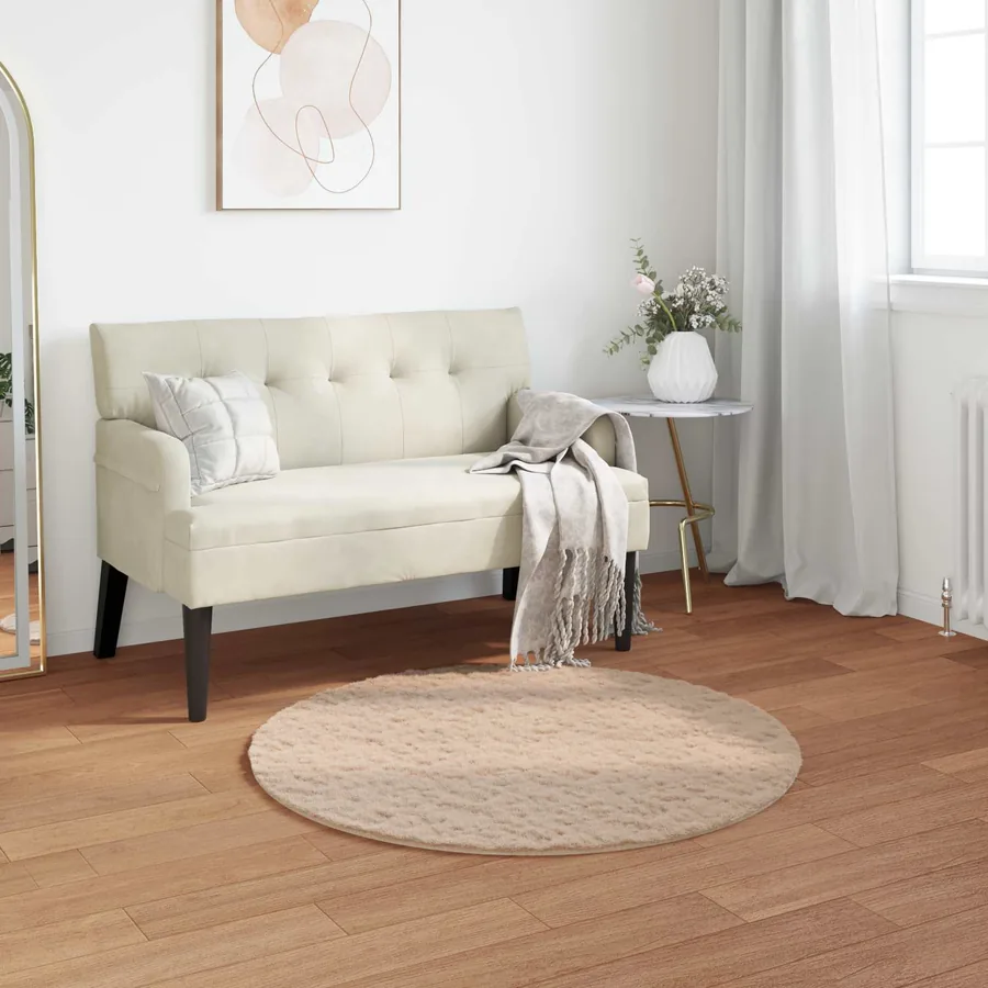 Tapis antidérapant en fausse de lapin OLITE Taupe Ø 120 cm