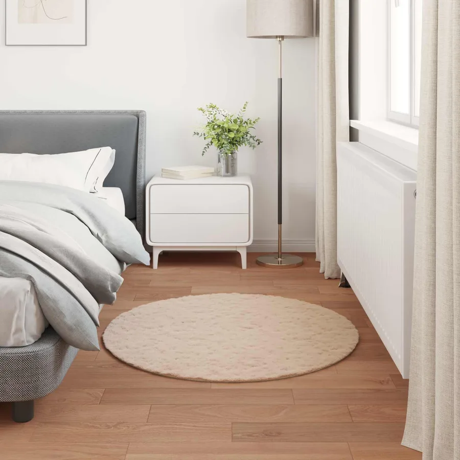 Tapis antidérapant en fausse de lapin OLITE Taupe Ø 120 cm - 4