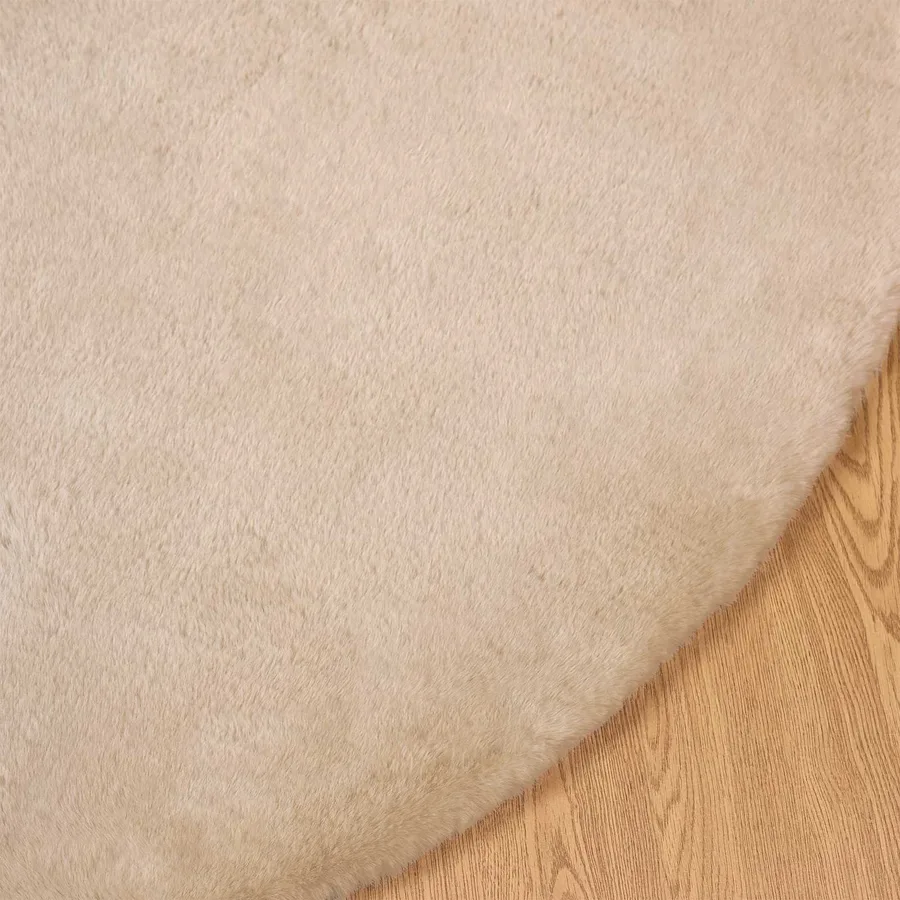 Tapis antidérapant en fausse de lapin OLITE Taupe Ø 120 cm - 7