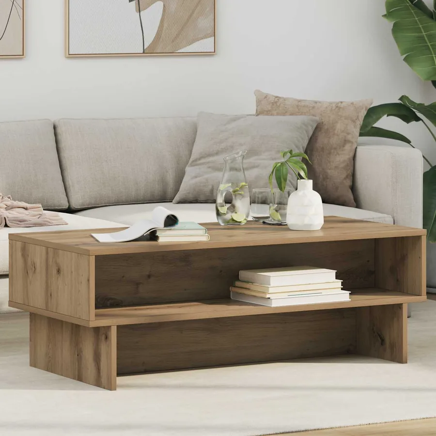 Table basse Chêne artisanal 100 x 46 x 35 cm Bois d'ingénierie