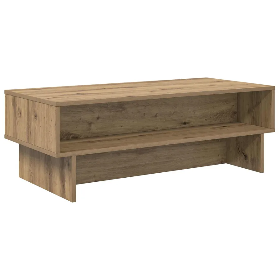 Table basse Chêne artisanal 100 x 46 x 35 cm Bois d'ingénierie - 2