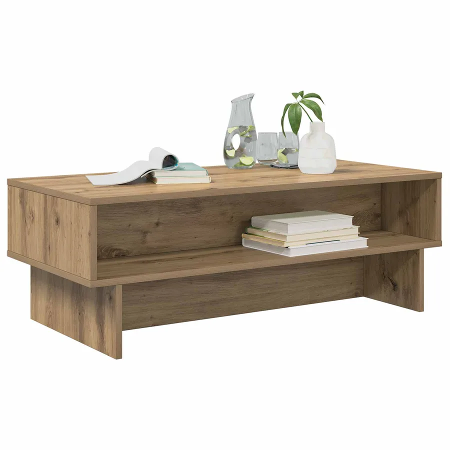 Table basse Chêne artisanal 100 x 46 x 35 cm Bois d'ingénierie - 3